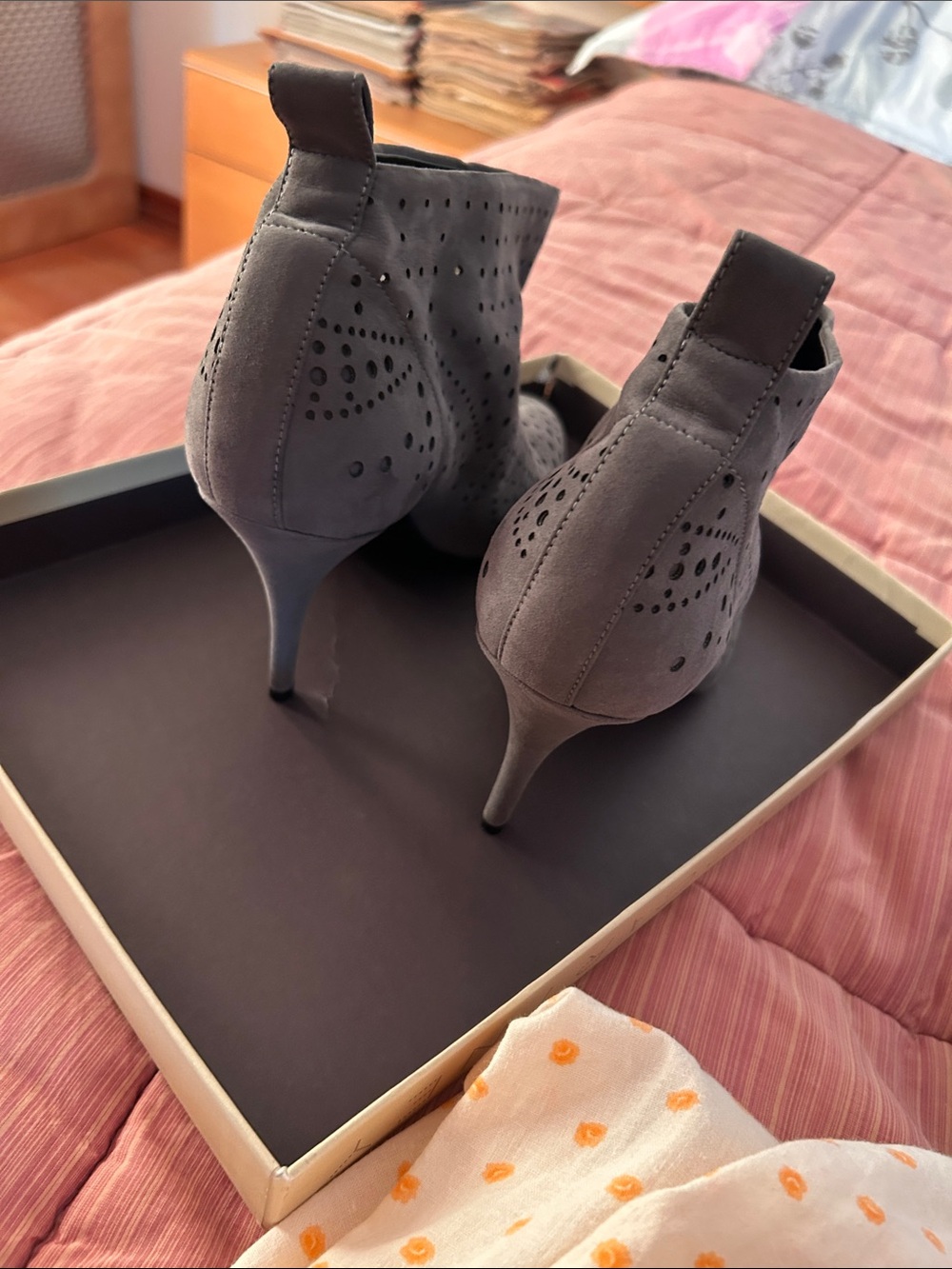 Stella McCartney Perforated Pointed-Toe Ankle Booties in Slate Gray - Picture 5 of 10